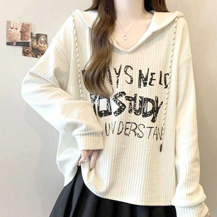 大きいサイズ レディース ロゴVネックリブパーカー