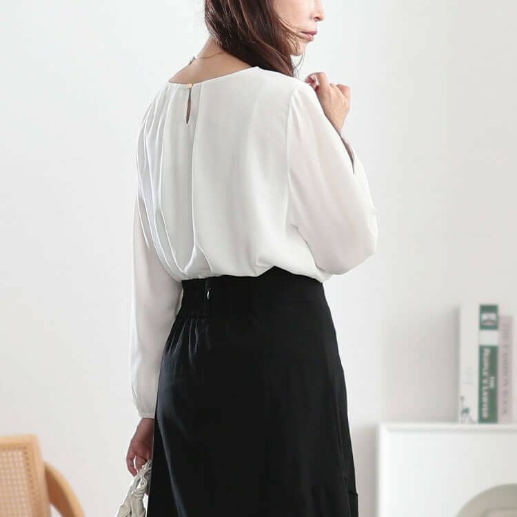 大きいサイズ レディース ボックスタックジョーゼットブラウス