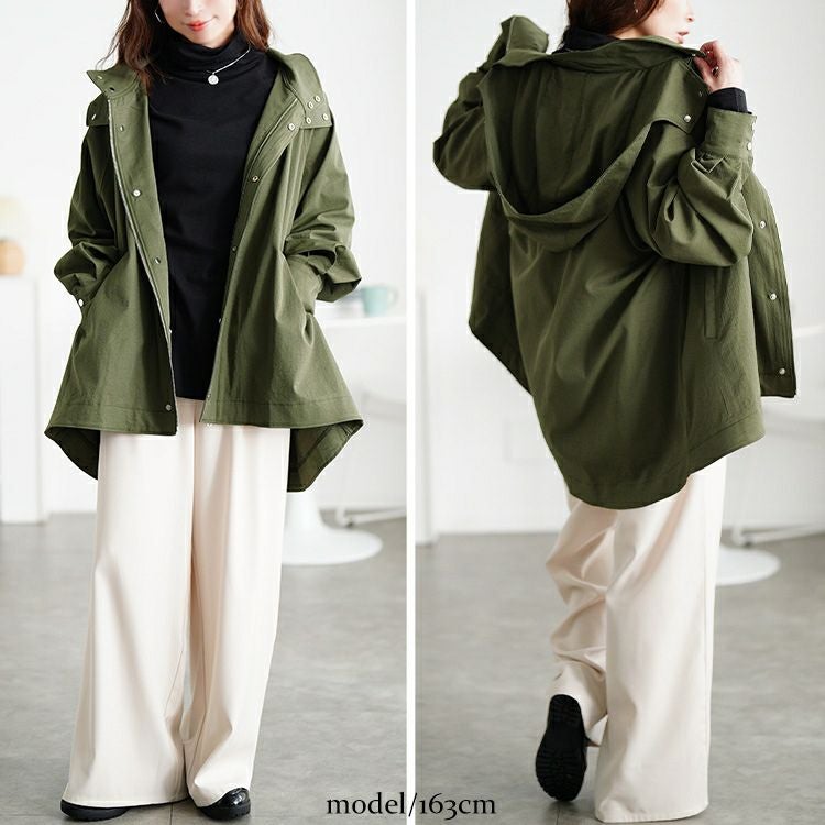 大きいサイズ レディース スタンドカラーフレアマウンテンパーカー