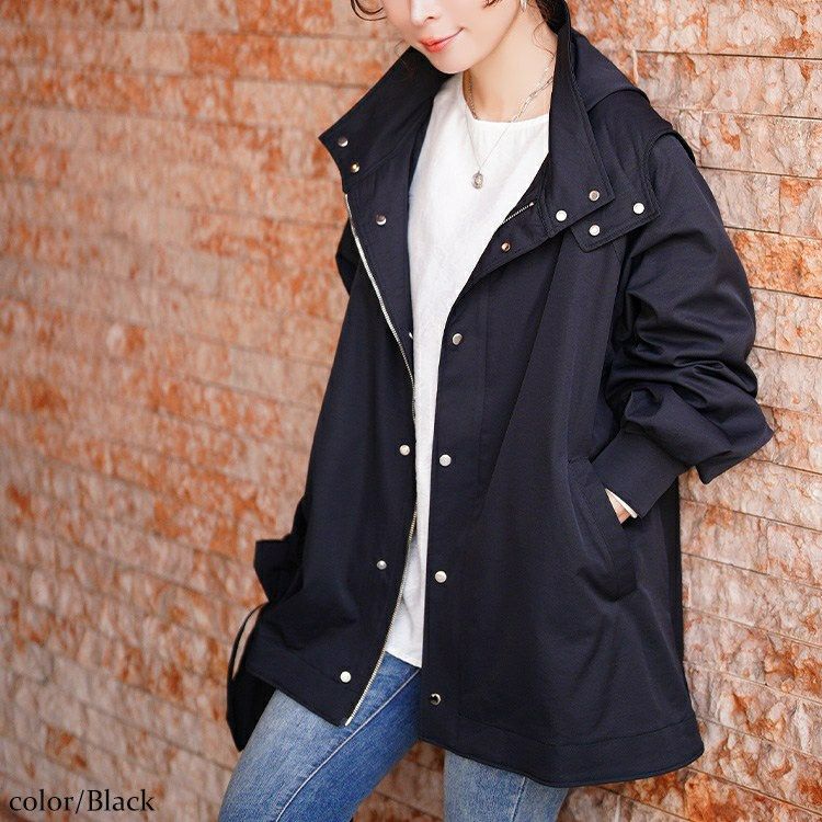 大きいサイズ レディース スタンドカラーフレアマウンテンパーカー