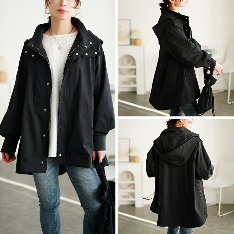 大きいサイズ レディース スタンドカラーフレアマウンテンパーカー