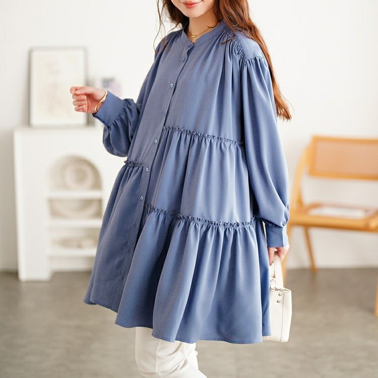 大きいサイズ レディース アシンメトリーティアードチュニック fem-622