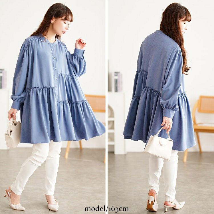 大きいサイズ レディース アシンメトリーティアードチュニック