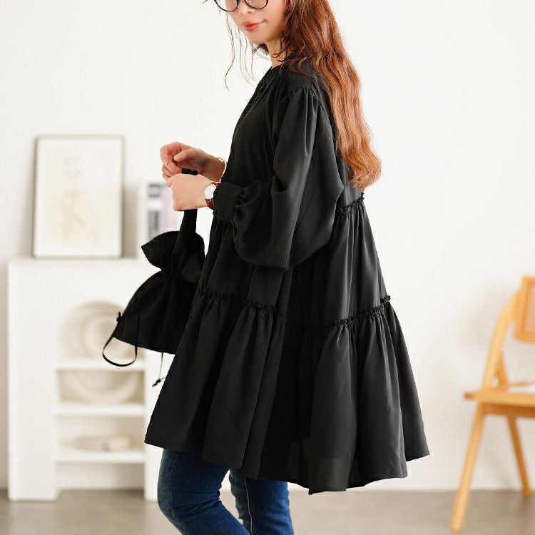 大きいサイズ レディース アシンメトリーティアードチュニック