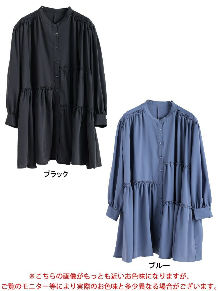 大きいサイズ レディース アシンメトリーティアードチュニック fem-622