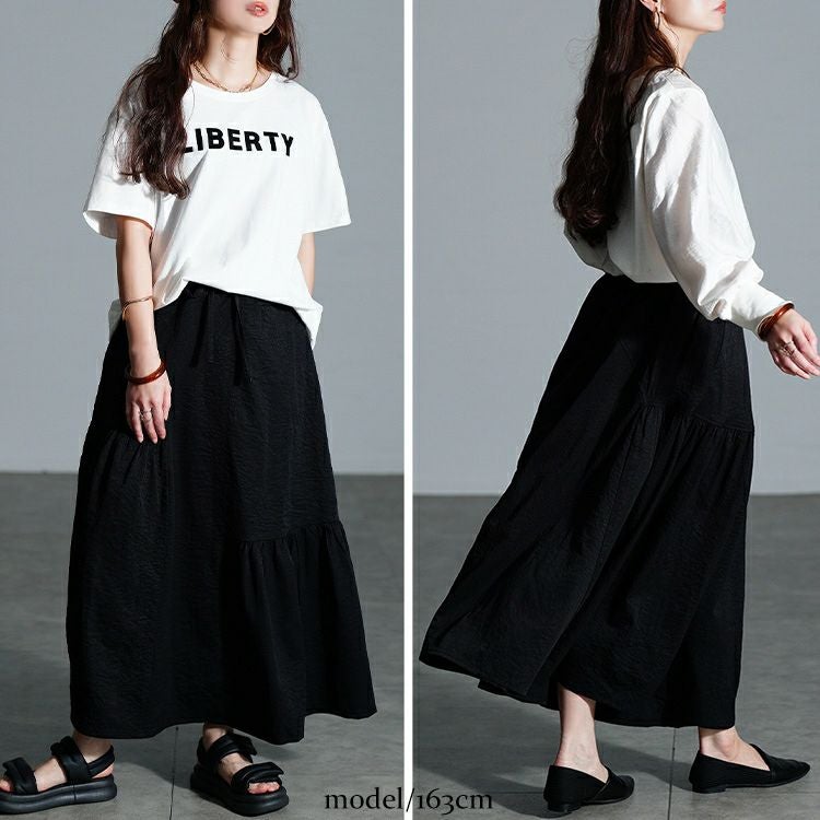 大きいサイズ レディース アシンメトリーティアードスカート