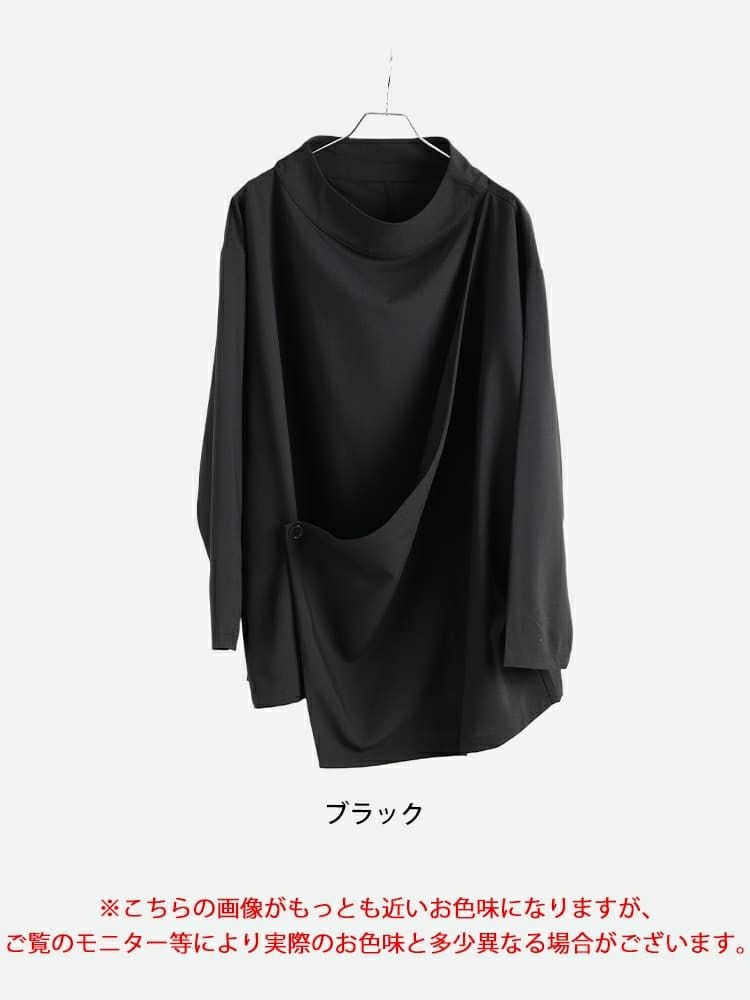 大きいサイズ レディース ボトルネックアシンメトリーチュニック sw