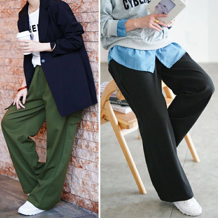 大きいサイズ レディース ストレッチツイルワイドペインターパンツ