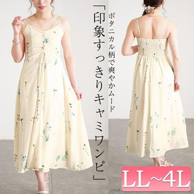 大きいサイズ レディース バックシャーリングキャミソールワンピース