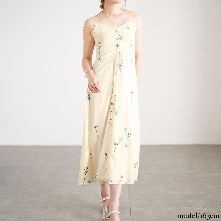 大きいサイズ レディース バックシャーリングキャミソールワンピース