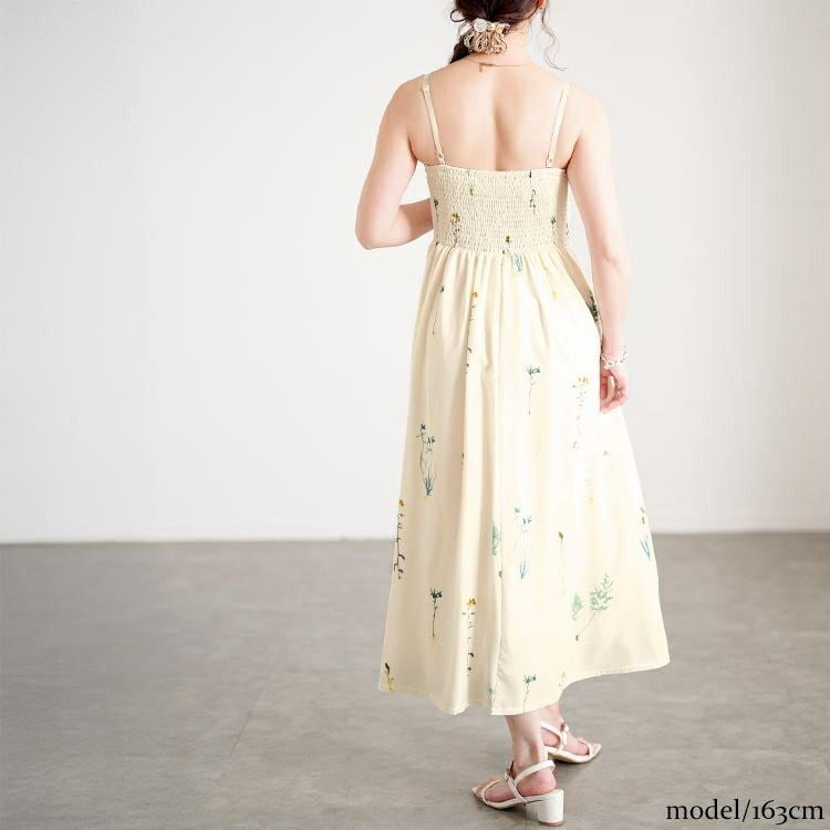 大きいサイズ レディース バックシャーリングキャミソールワンピース