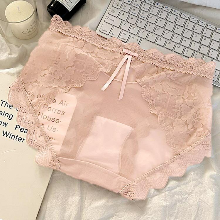 大きいサイズ レディース 花柄カットレースシアーショーツ