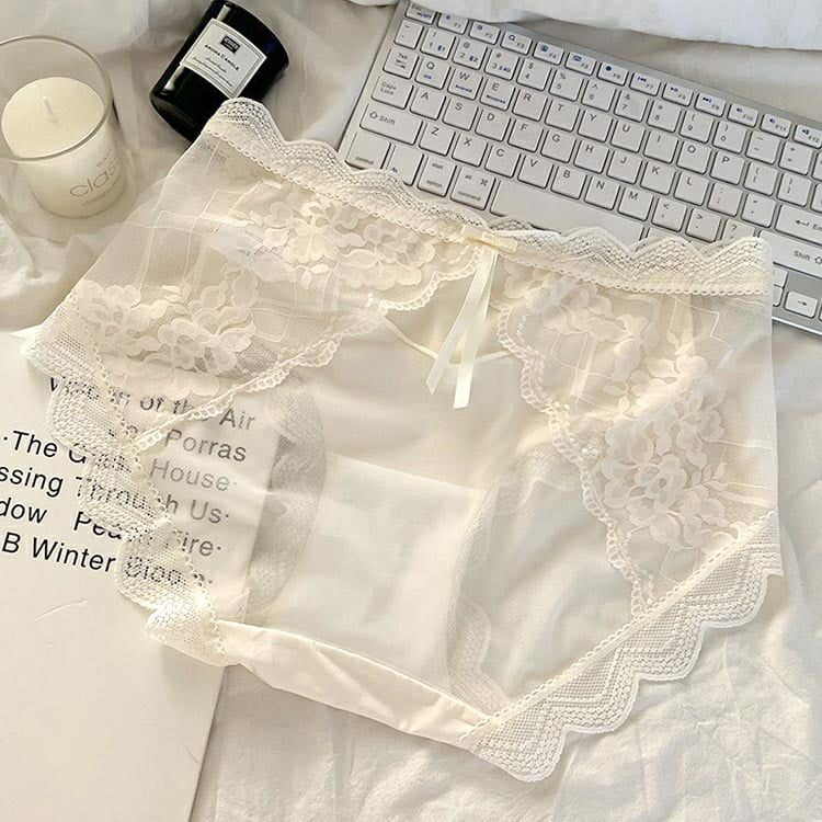 大きいサイズ レディース 花柄カットレースシアーショーツ