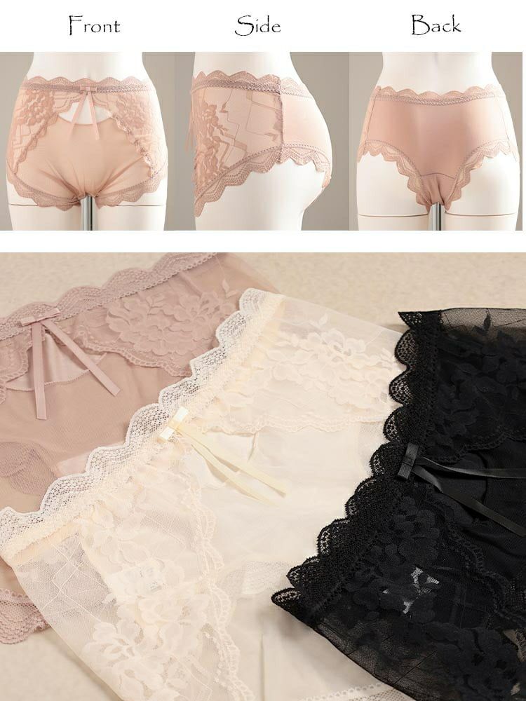 大きいサイズ レディース 花柄カットレースシアーショーツ