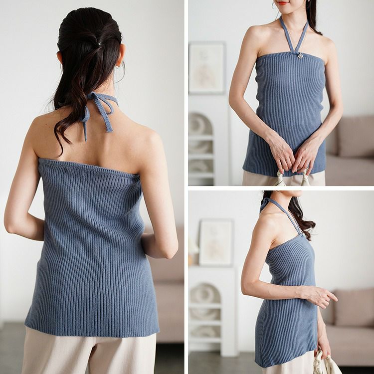 大きいサイズ レディース ホルターネックベアトップ＆ドルマンボレロリブニット2点セット