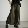 大きいサイズ レディース ウエストタックワイドフレアパンツ カーキ