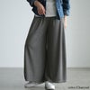 大きいサイズ レディース ウエストタックワイドフレアパンツ チャコール