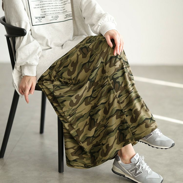 大きいサイズ レディース 迷彩柄カーゴスカート