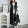 大きいサイズ レディース 深Vネックロングジレ ブラック