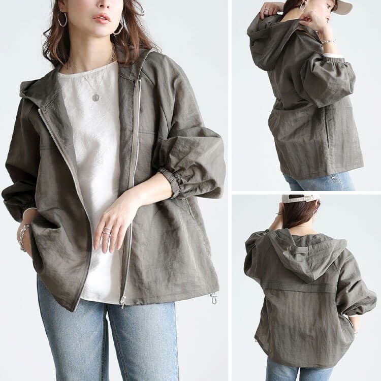 大きいサイズ レディース 撥水裾ドロストワイドマウンテンパーカー