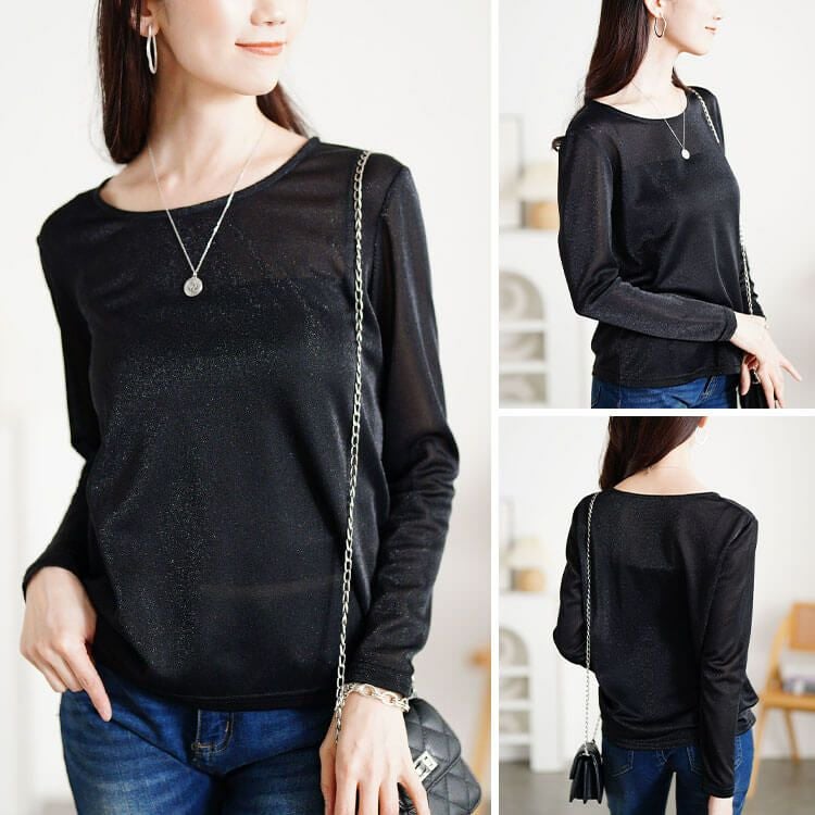 大きいサイズ レディース チュール刺繍ペプラムベスト＆シアーラメロンT2点セット