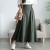 大きいサイズ レディース ストレッチツイルハイウエストフレアスカート グリーン