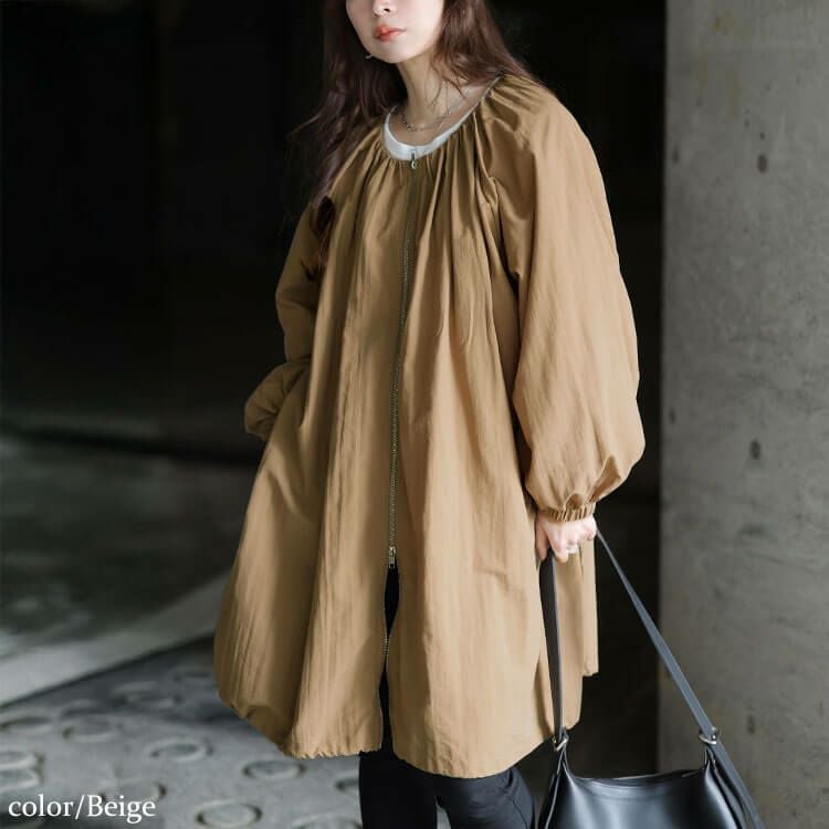 大きいサイズ レディース 撥水ギャザー裾ドロストロングブルゾン maru
