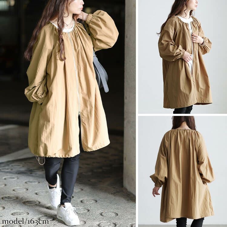 大きいサイズ レディース 撥水ギャザー裾ドロストロングブルゾン