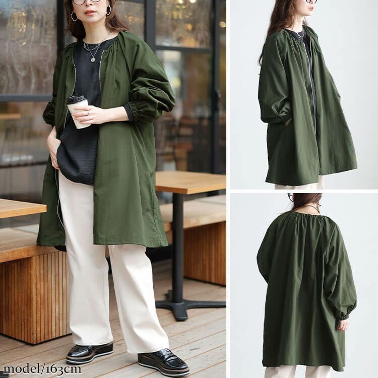 大きいサイズ レディース 撥水ギャザー裾ドロストロングブルゾン