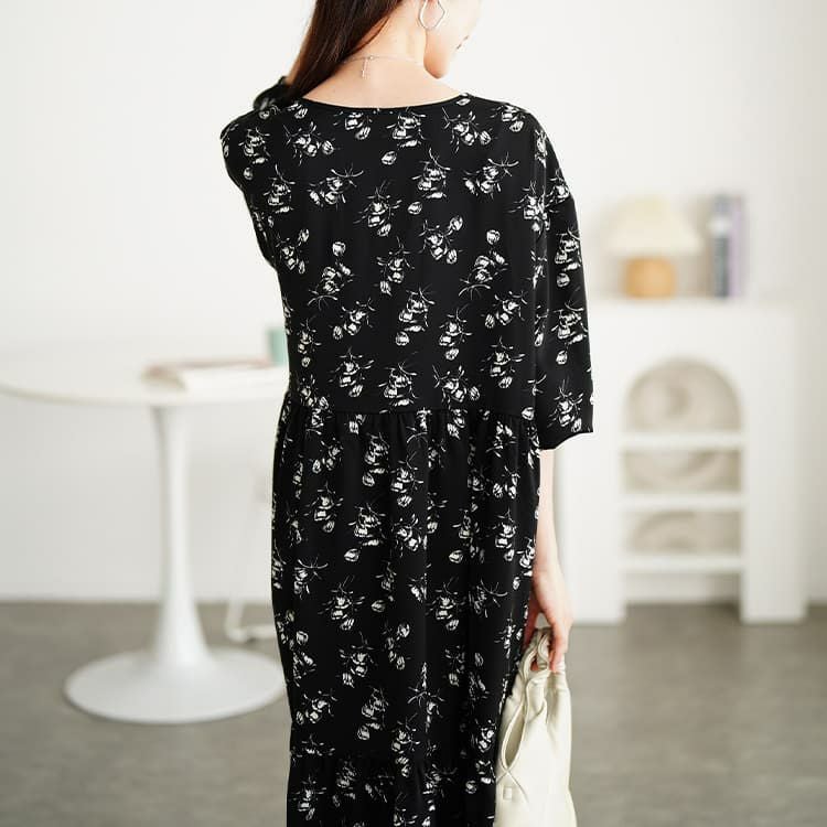 大きいサイズ レディース 花柄ティアードマキシワンピース