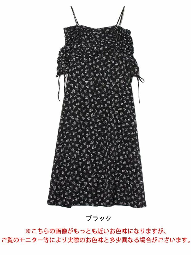 大きいサイズ レディース ギャザー花柄ワンピース
