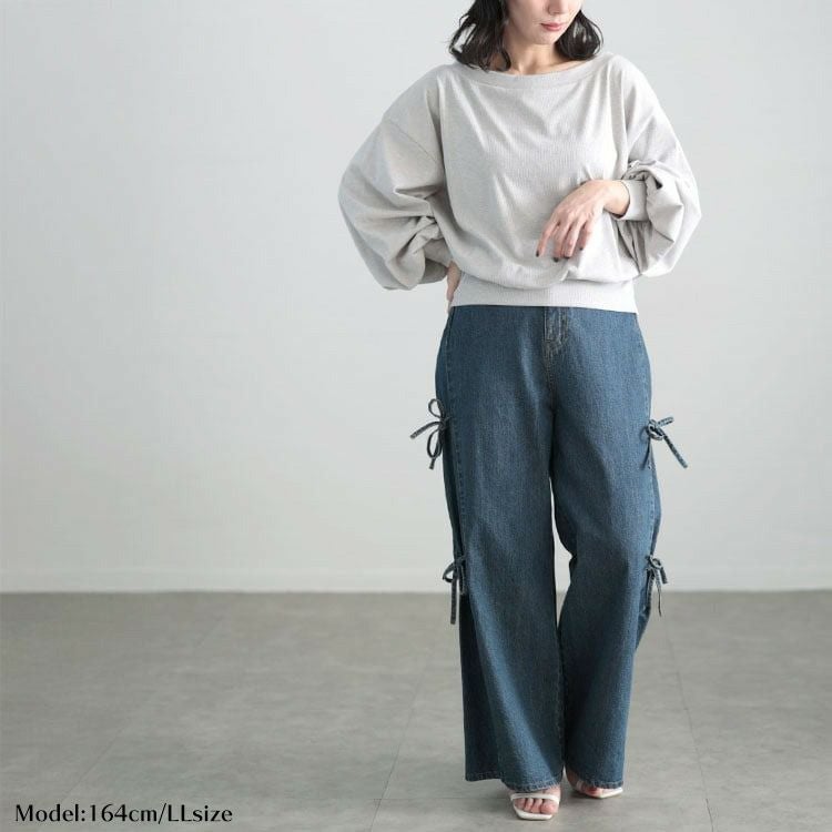 大きいサイズ レディース ワンショルダーラメプルオーバー