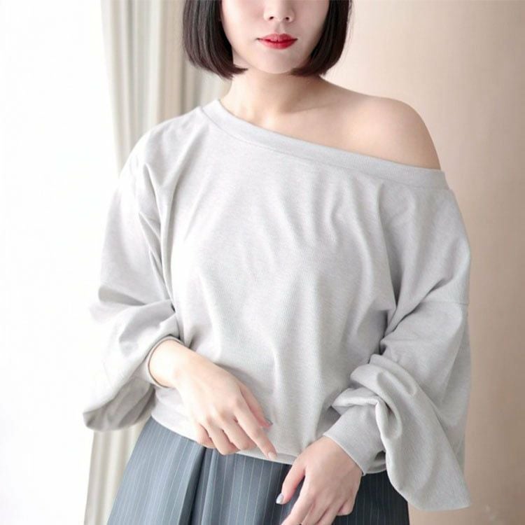 大きいサイズ レディース ワンショルダーラメプルオーバー