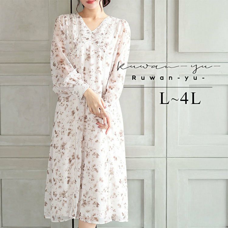 秋服大特価セール】 大きいサイズ レディース フラワープリントレース