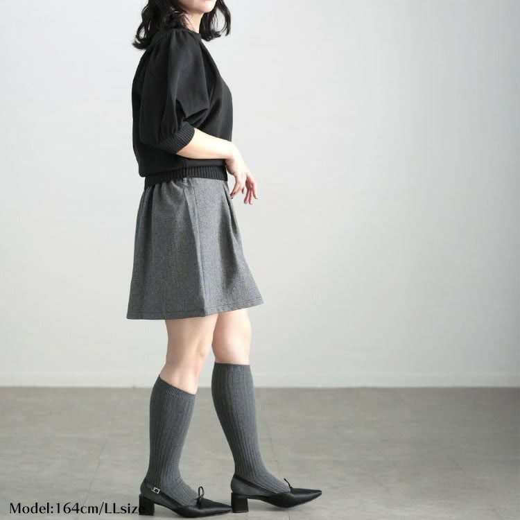 大きいサイズ レディース タックフレアミニスカート