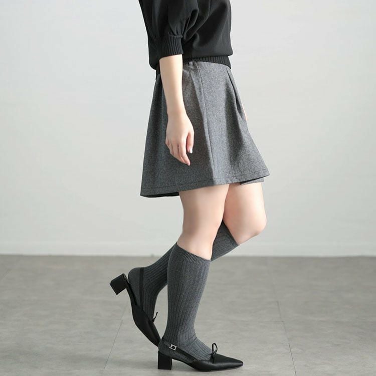 大きいサイズ レディース タックフレアミニスカート