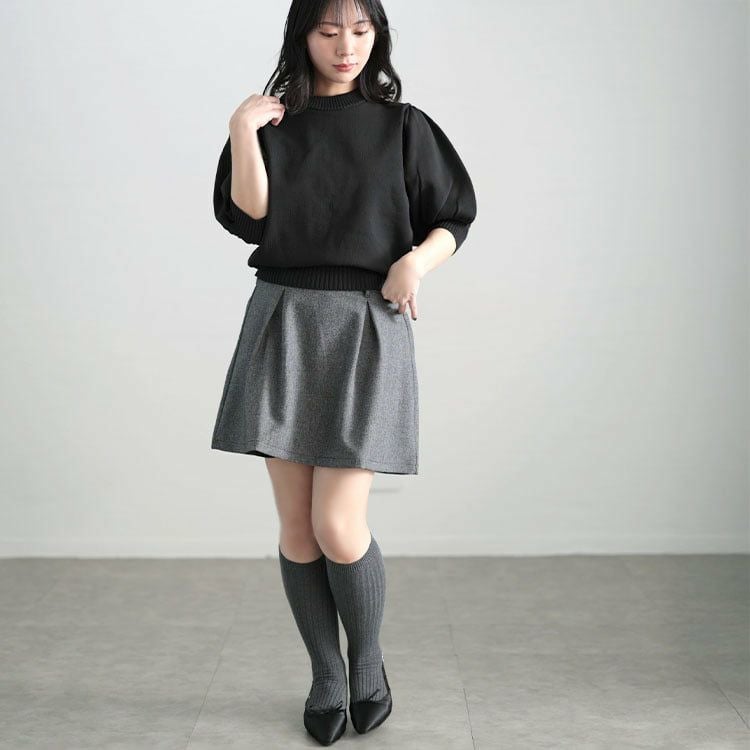 大きいサイズ レディース タックフレアミニスカート