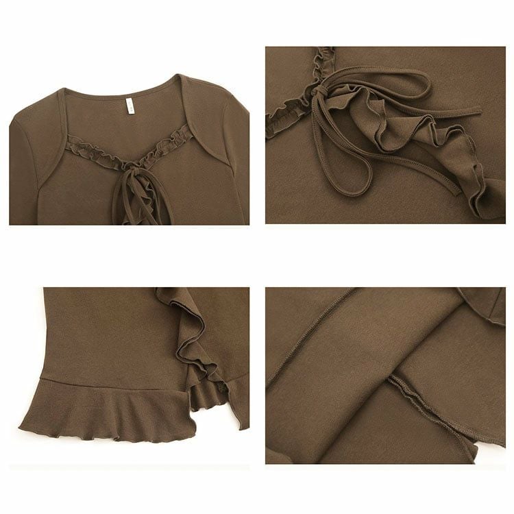 大きいサイズ レディース ハートネックフリルカットソー