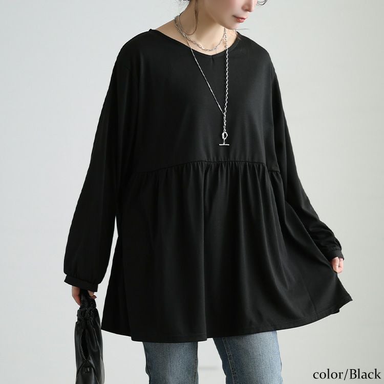 大きいサイズ レディース Vネックペプラムチュニック