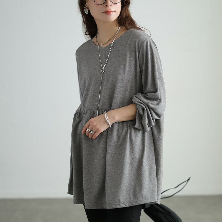 大きいサイズ レディース Vネックペプラムチュニック