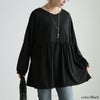 大きいサイズ レディース Vネックペプラムチュニック ブラック