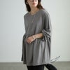 大きいサイズ レディース Vネックペプラムチュニック グレー