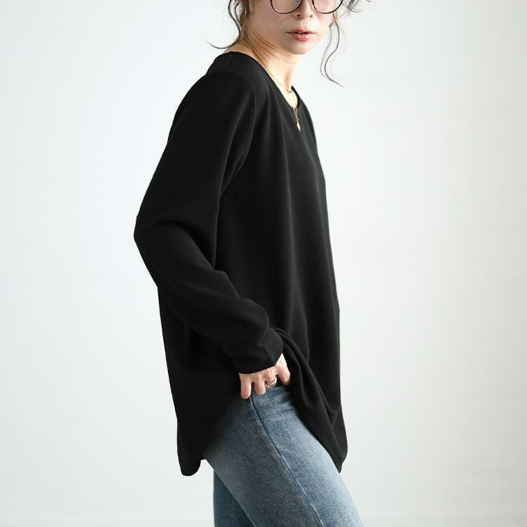 大きいサイズ レディース ストライプ切り替えアシンメトリーチュニック