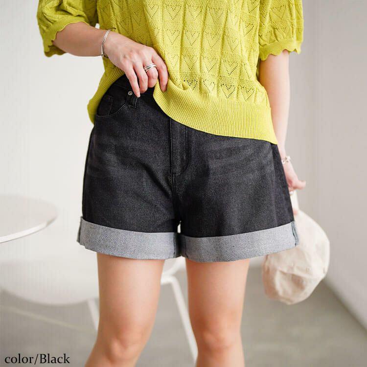 大きいサイズ レディース ストレッチデニムショートパンツ