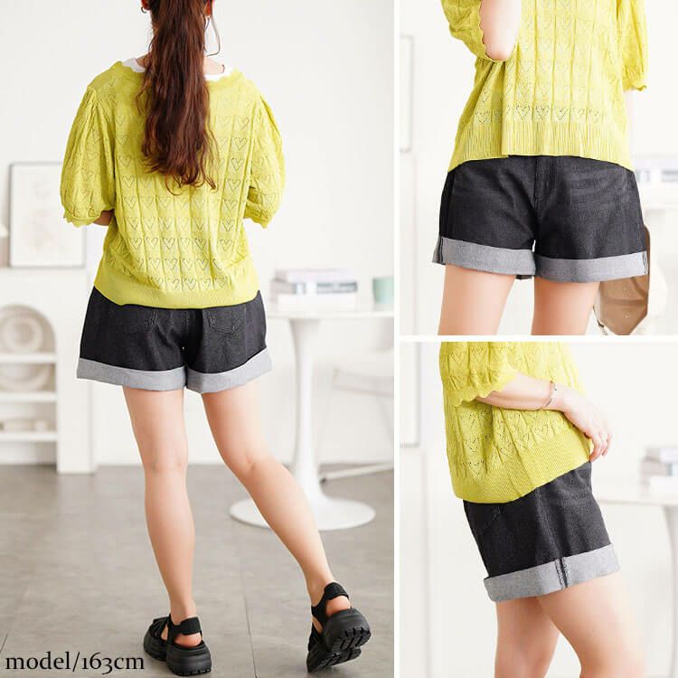 大きいサイズ レディース ストレッチデニムショートパンツ