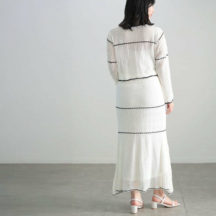 大きいサイズ レディース 配色ラインニットセットアップ