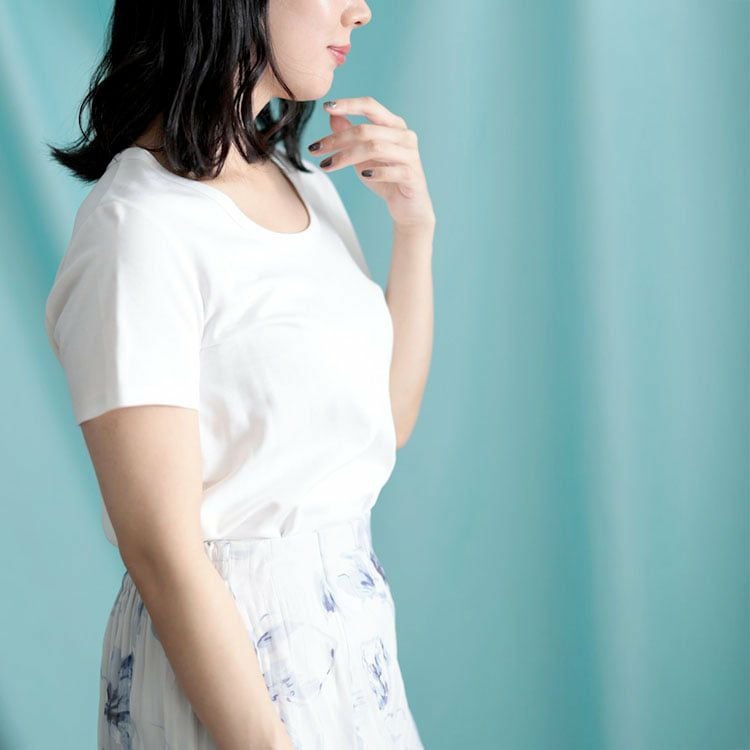 大きいサイズ レディース シルクタッチUネックTシャツ