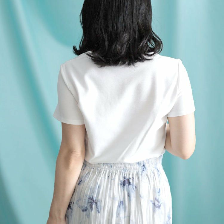 大きいサイズ レディース シルクタッチUネックTシャツ