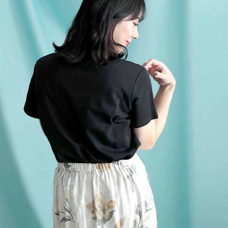 大きいサイズ レディース シルクタッチUネックTシャツ