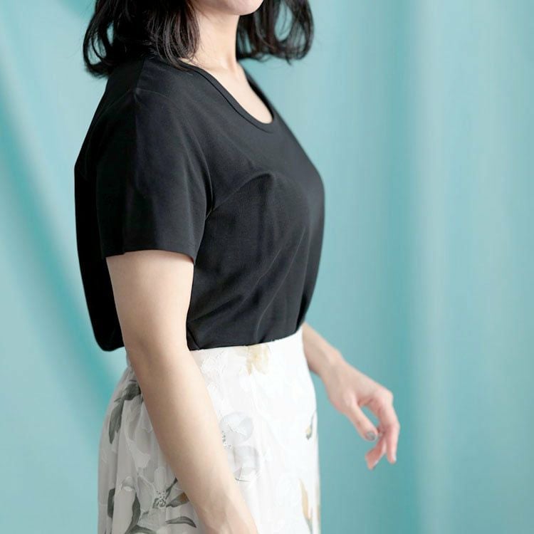 大きいサイズ レディース シルクタッチUネックTシャツ